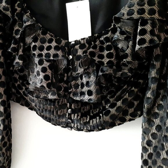 NWT Rococo Sand black & gold polka dot stripe semi-sheer crop top - Picture 7 of 8